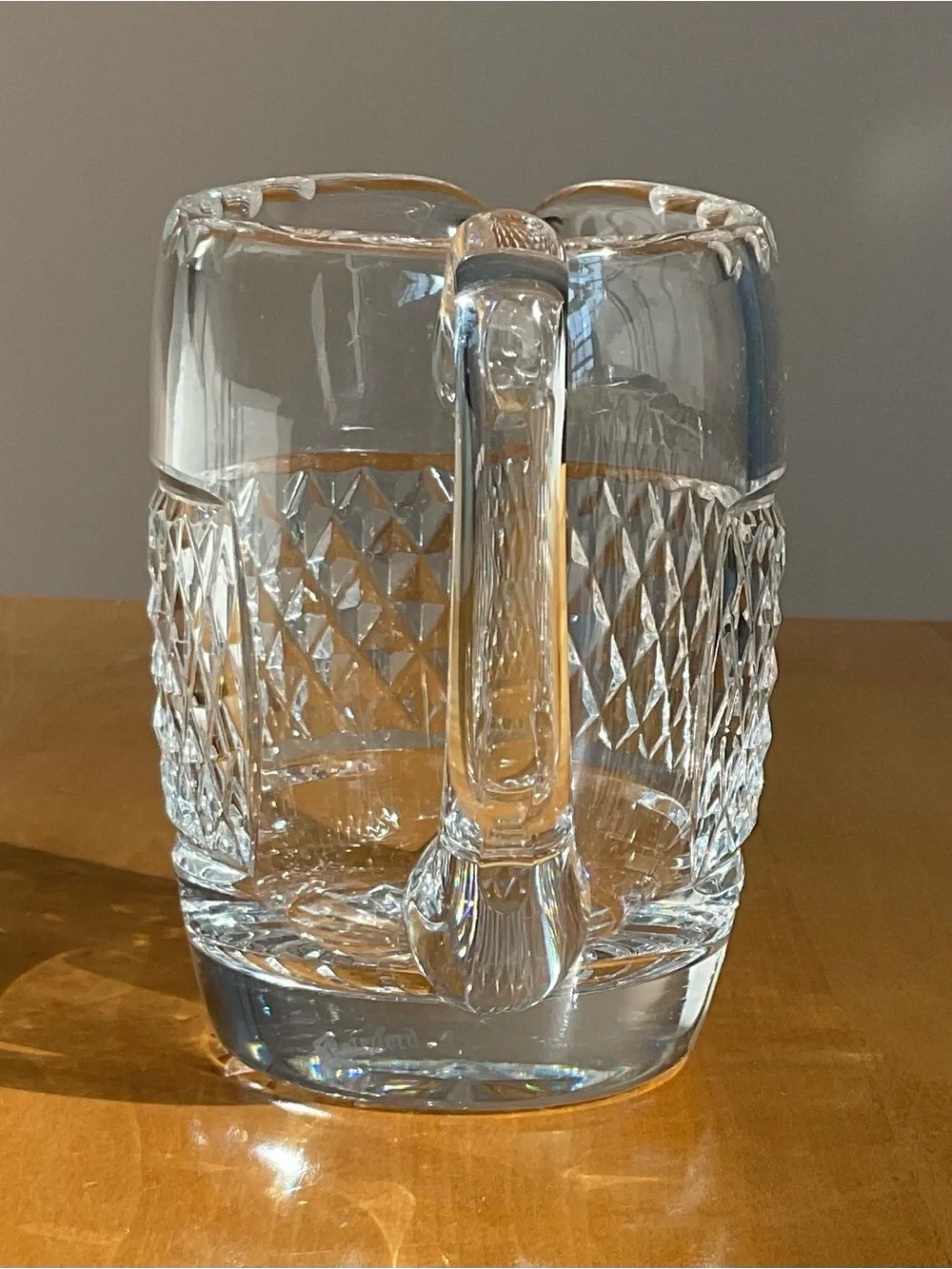 Signed Waterford Crystal Creamer Scalloped Rim Diamond Cut